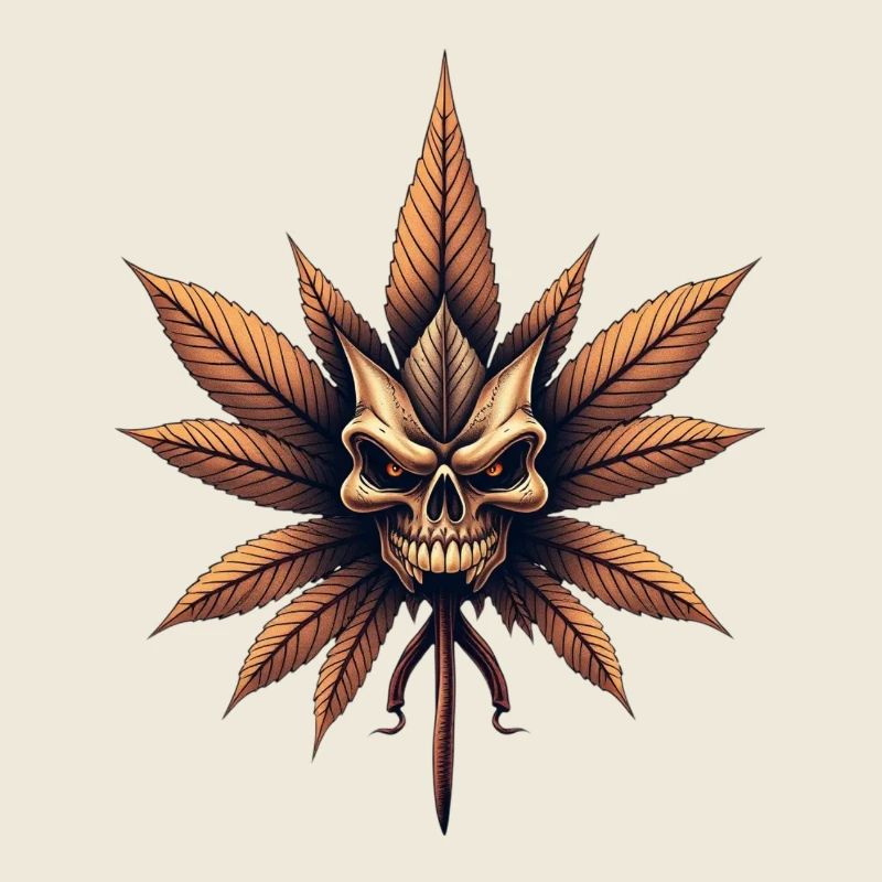 Skull Leaf Gothic Cannabis