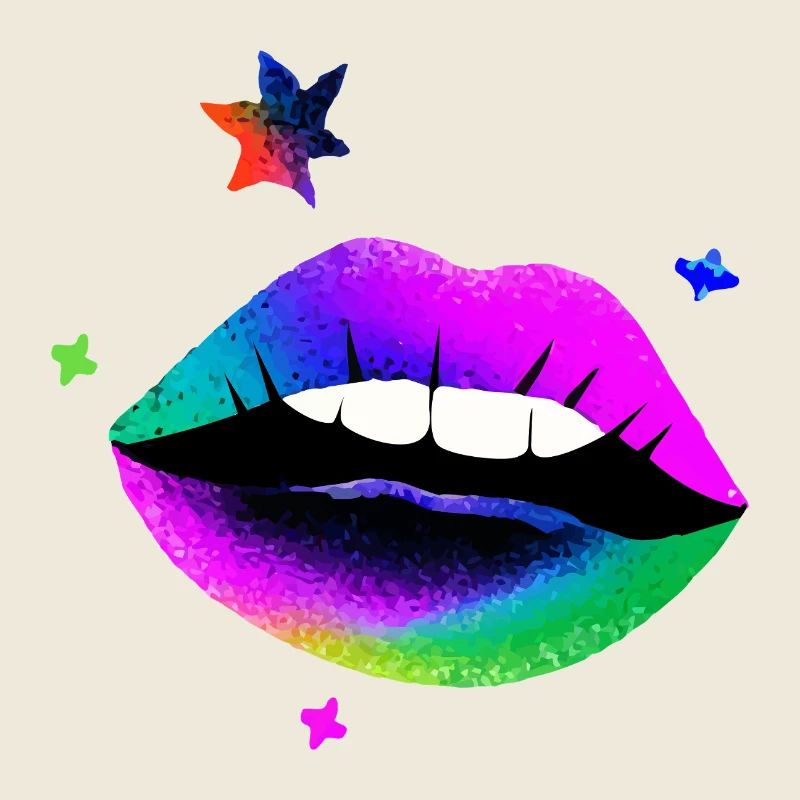 Regenbogen Lippen Pop Art Neon
