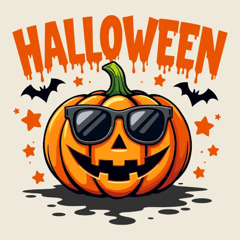 Halloween pumpkin with sunglasses