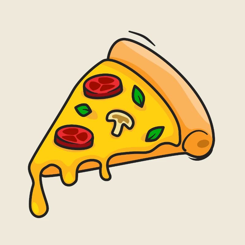 Colorful Pizza Slice Cartoon