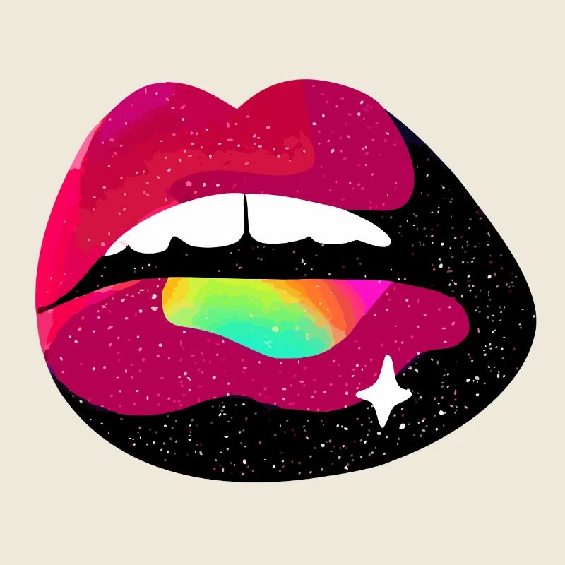 Baiser des lèvres arc-en-ciel cosmique