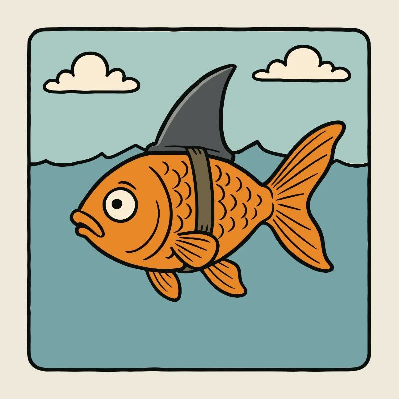 dessin animé poisson rouge poisson requin aileron mer faux requin