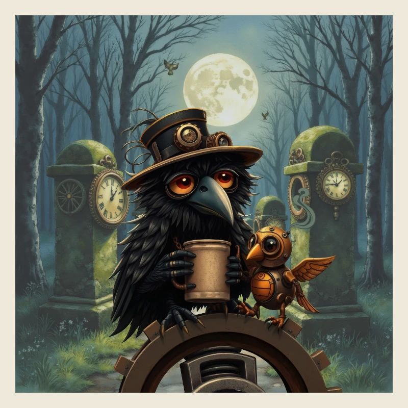 Corbeau Steampunk de nuit
