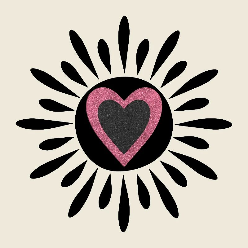 Pink heart with black glitter