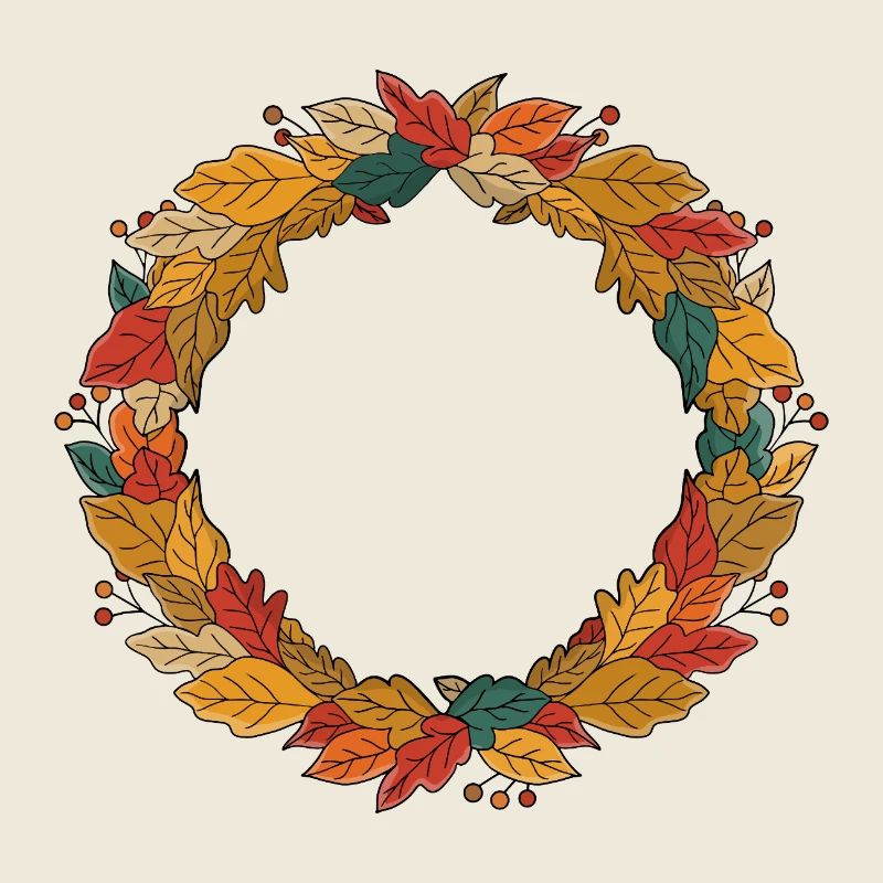 Autumn Leaf Wreath Circle
