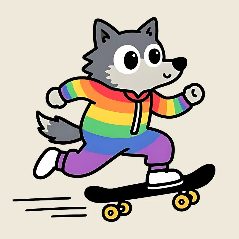 Rainbow Wolf Skate