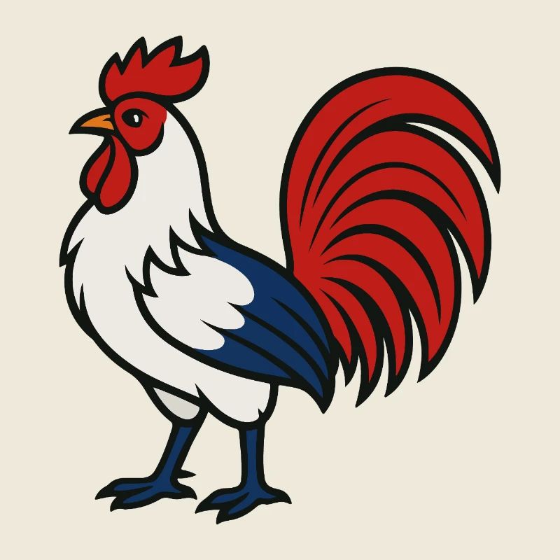 Coq français - Couleur du drapeau Bleu Blanc Rouge