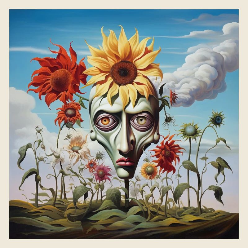 Visage surréaliste de la tête de soleil