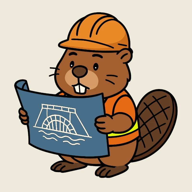 Beaver Ouvrier du bâtiment Bob Maître constructeur Plan Construction Barrage