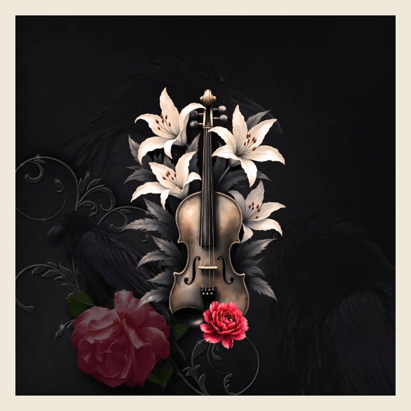 Violon en lys et roses de nuit