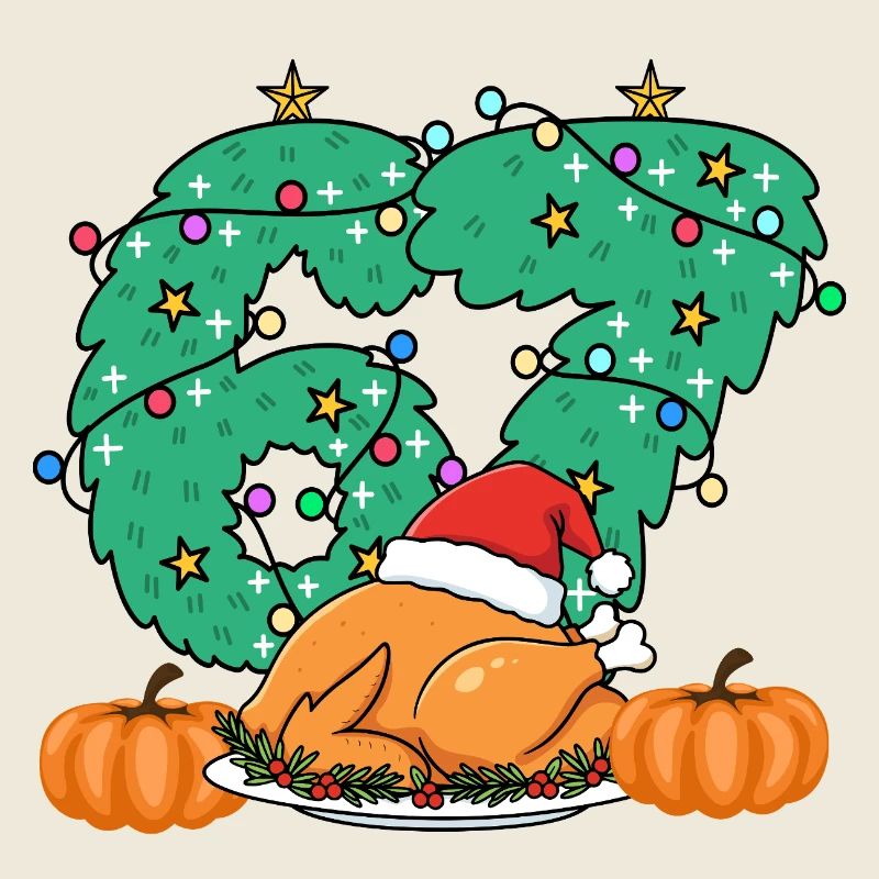Gobble Christmas Roast Wreath number 67 thankfull