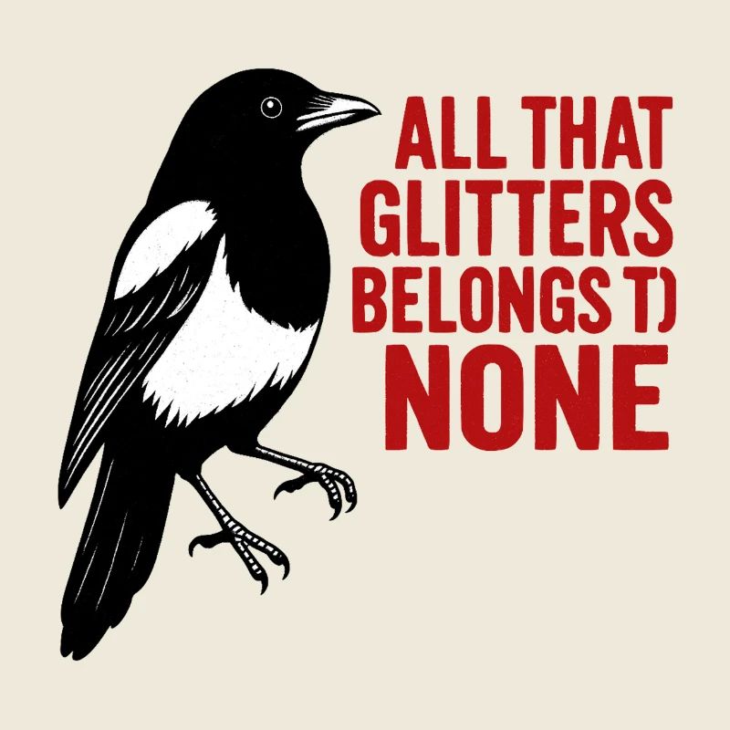 Crow and red glitter saying