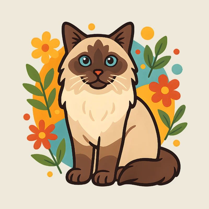 Ragdoll Katze mit Blumenkreis