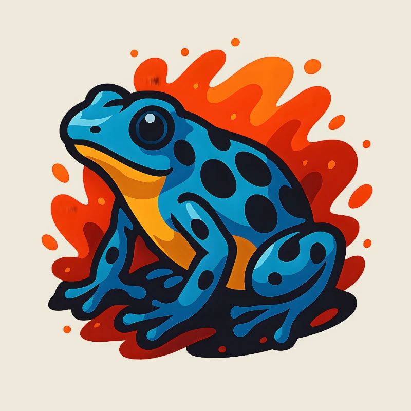 Blauer Pfeilgiftfrosch im flammenden Hintergrund
