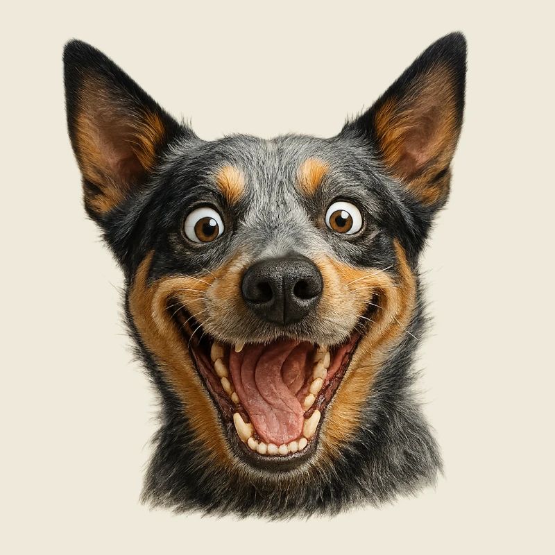 Tête de chien qui rit