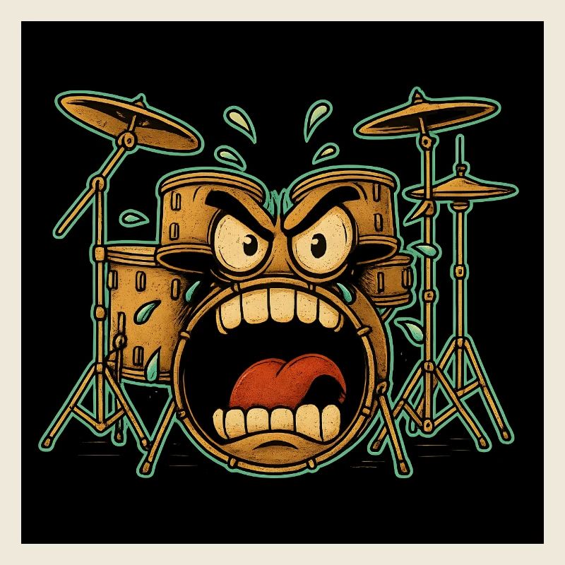 Wütendes Drumset Cartoon