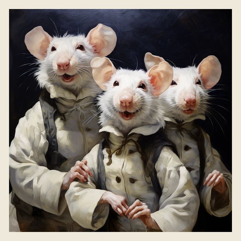 Des rats en trio de manteaux