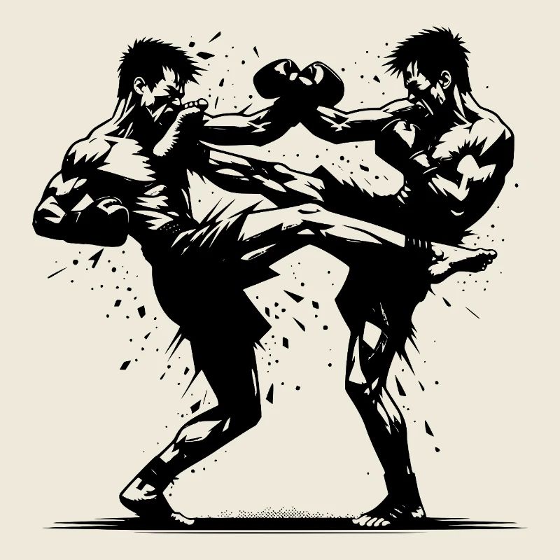 Doppelschlag Thai Boxing der Ring brennt heftig