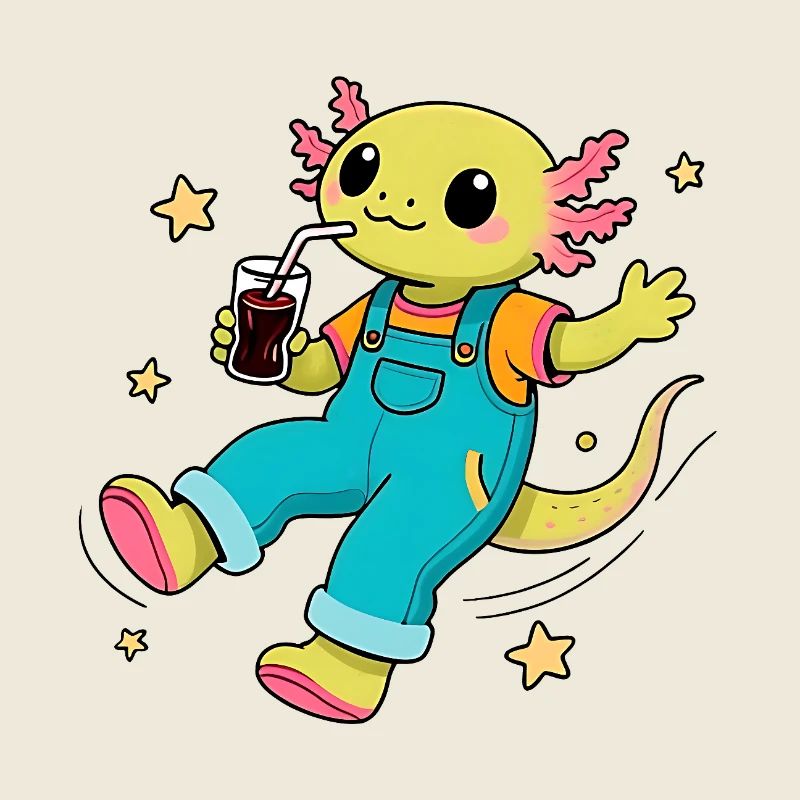 Axolotl joyeux flottant dans l'espace