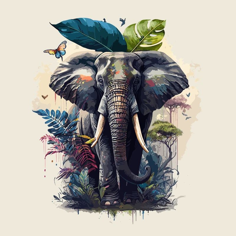 Imprimé coloré de jungle d’éléphant