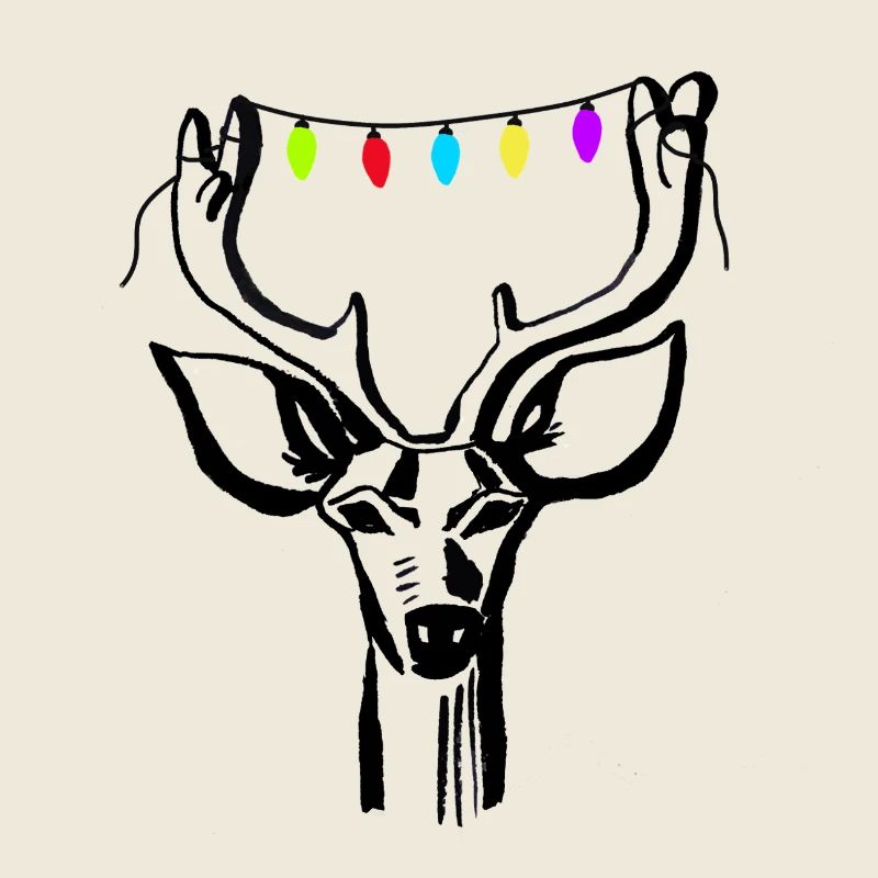 Hirsch mit Lichterkette