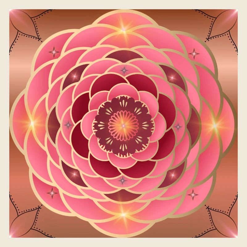 Mandalas rosé doré éclatant