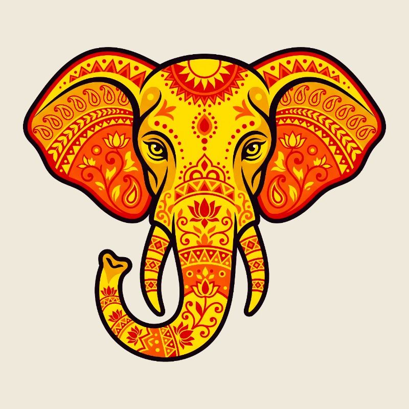 Éléphant  couleur orange vibrant