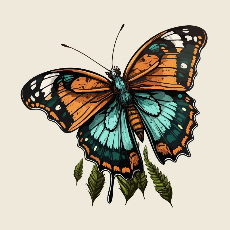 Orange Teal Butterfly