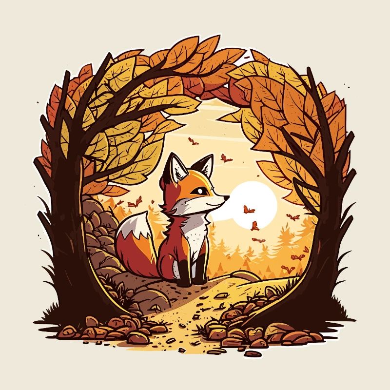 Renard d’automne dans l’arche forestière