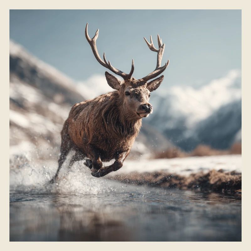 Springender Hirsch in den Alpen
