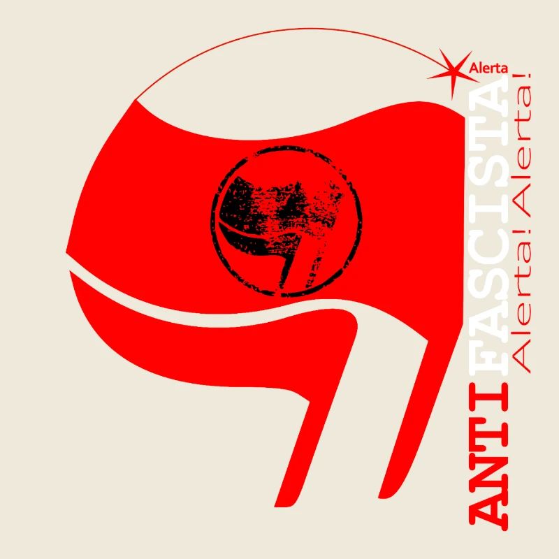 Antifascista Vertical Lettering & Drapeau (w-rouge)