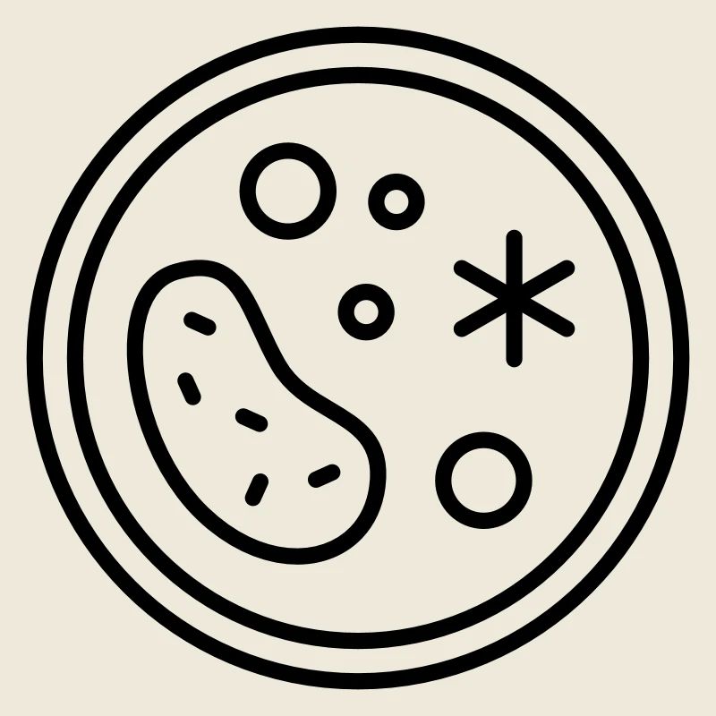 Boîte de Petri avec champignons, germes, virus et bactéries