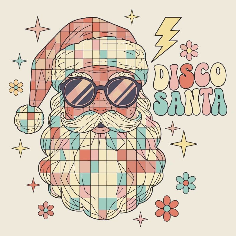 Techno Disco Weihnachtsmann Discokugel Lustig