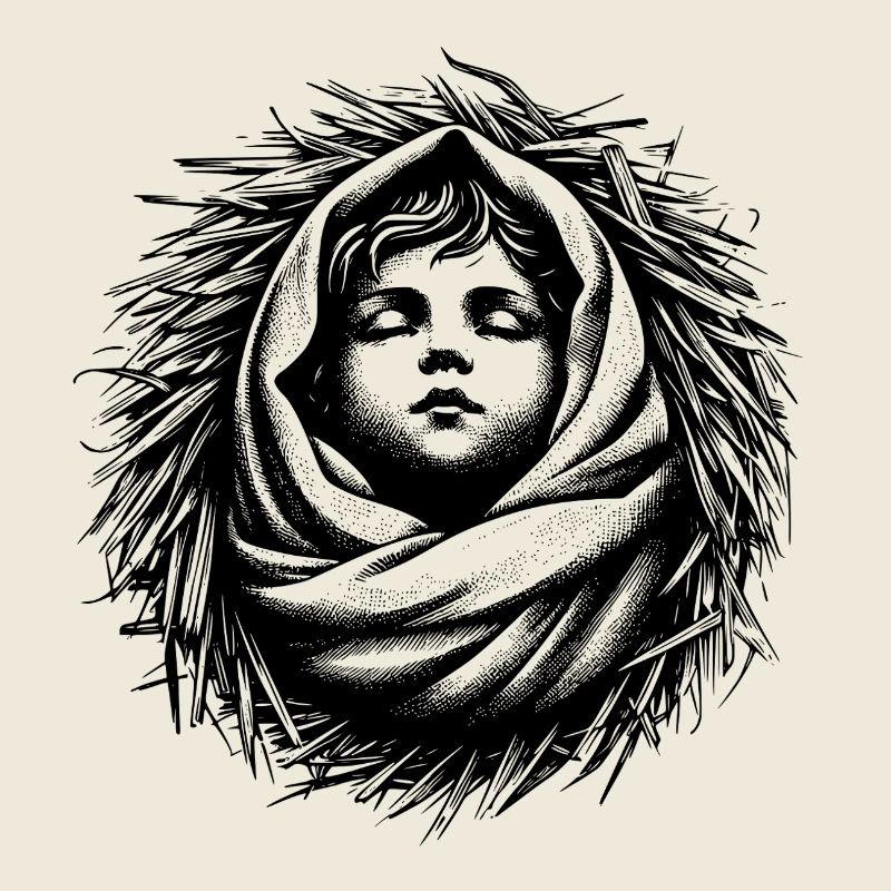 Jesuskind, geboren in der Weihnachtskrippe