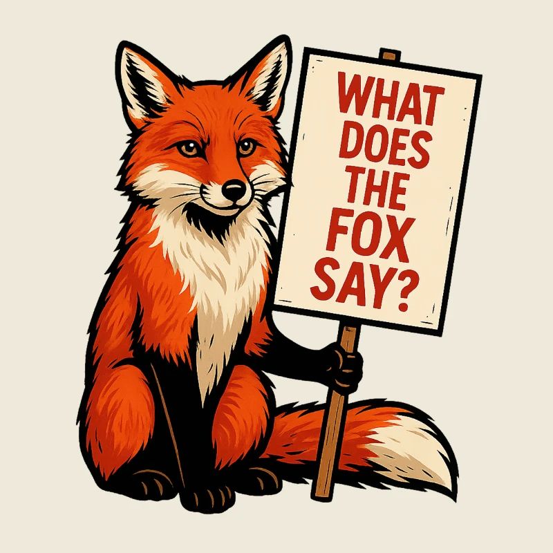 Fuchs mit Schild – Was sagt der Fuchs