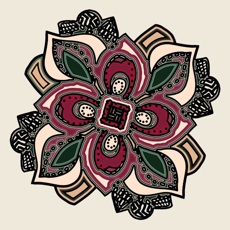 Boho Mandala Blossom Rose Vert