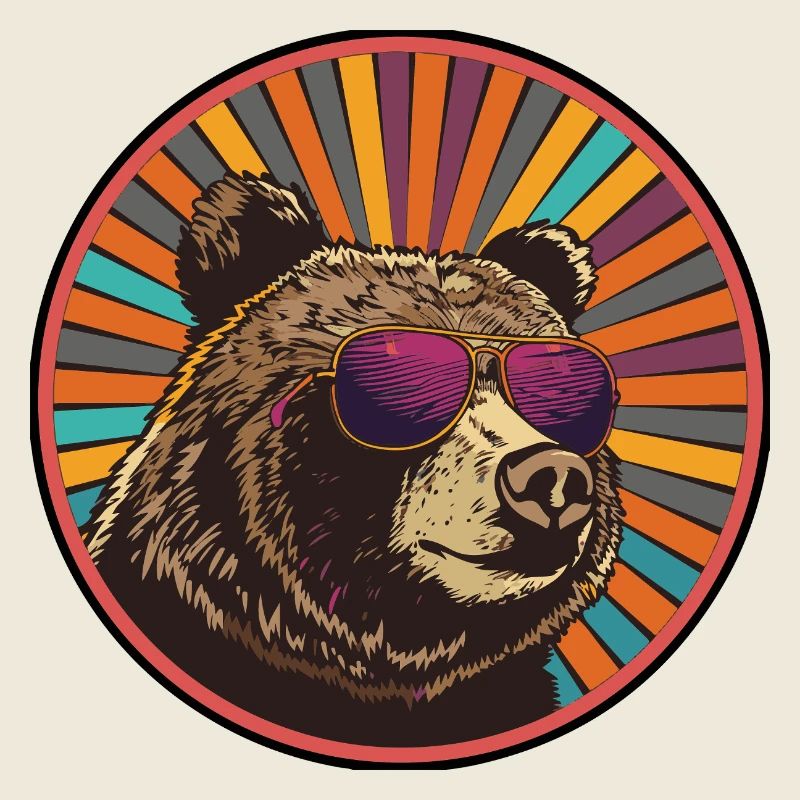 Bär mit Retro-Sonnenbrille