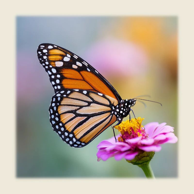 Papillon monarque sur Verbena Macro