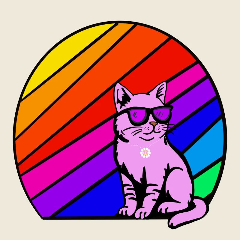 Rainbow cat with sunglasses