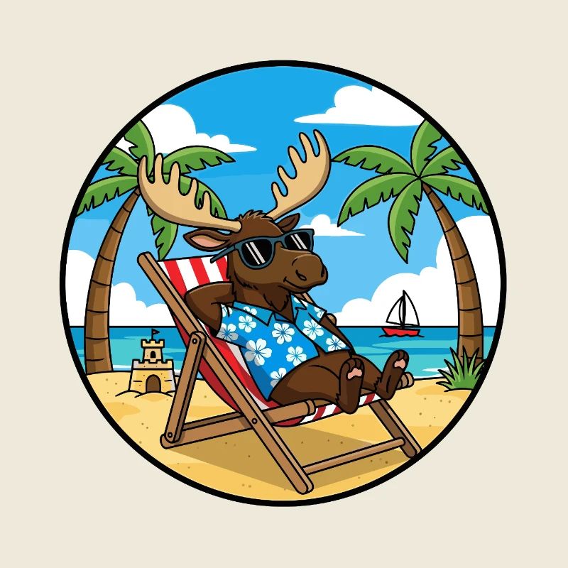 Cool Moose Beach Vacation Summer Vibes