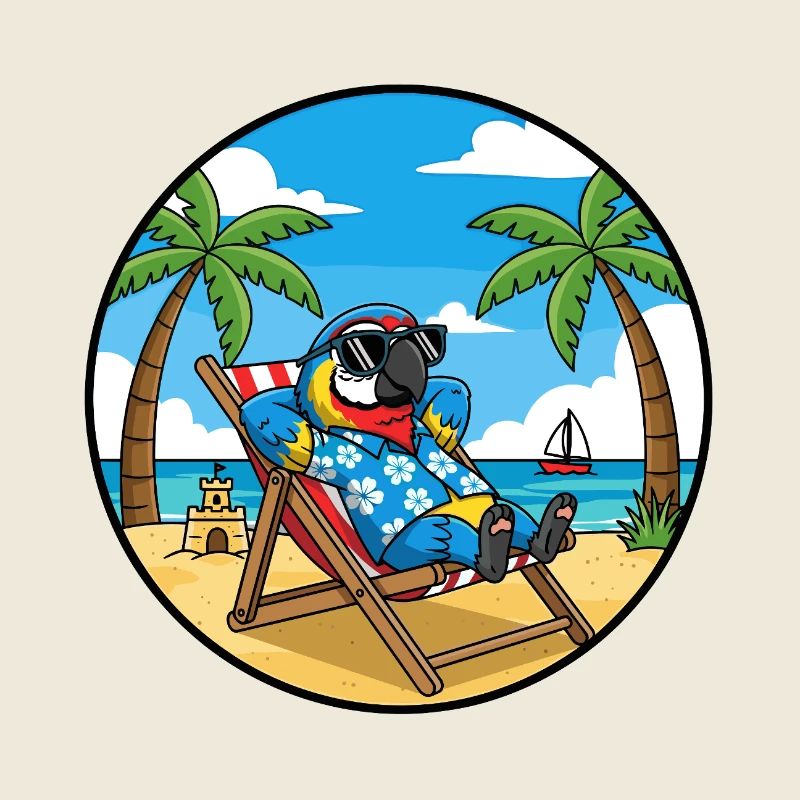 Cool Parrot Beach Vacation Summer Vibes