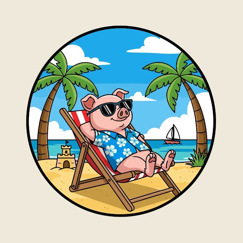 Cool Pig Beach Vacation Summer Vibes