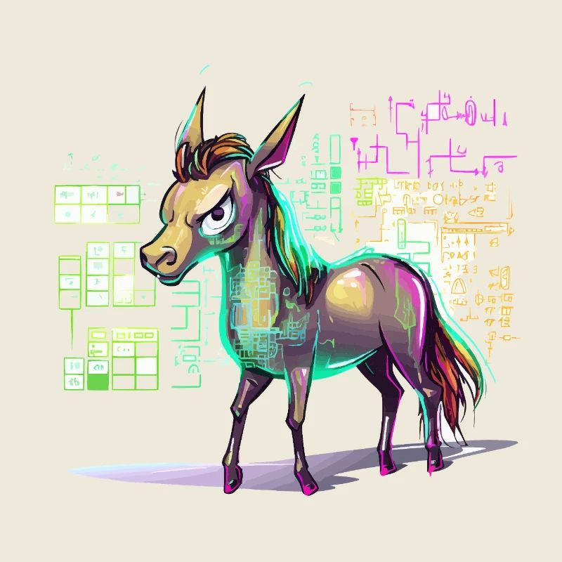 Explosion de couleurs de cheval holographique néon