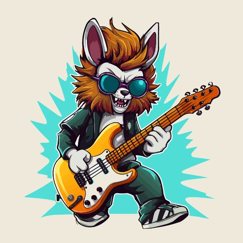Gitarrowl Rockwolf mit Sonnenbrille
