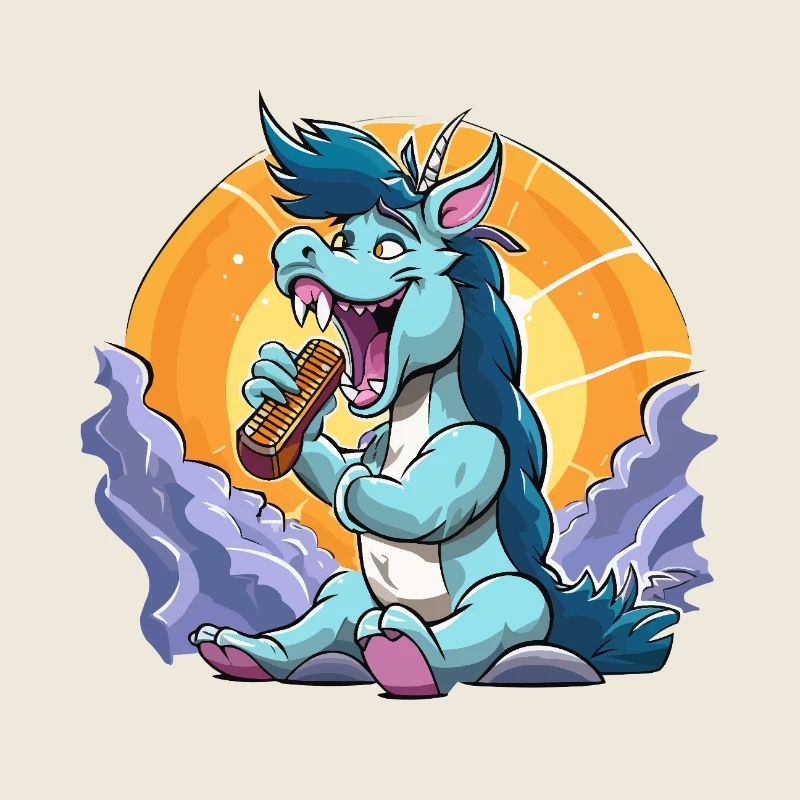 Blue dragon singer in front of solar circle