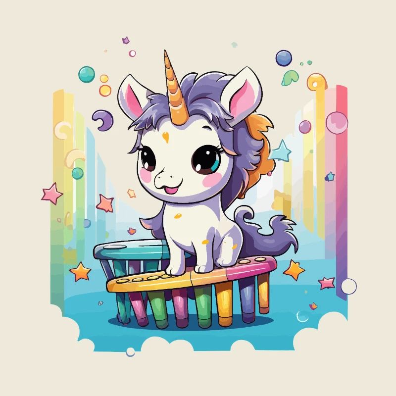 Pastelluni auf Regenbogenrutsche