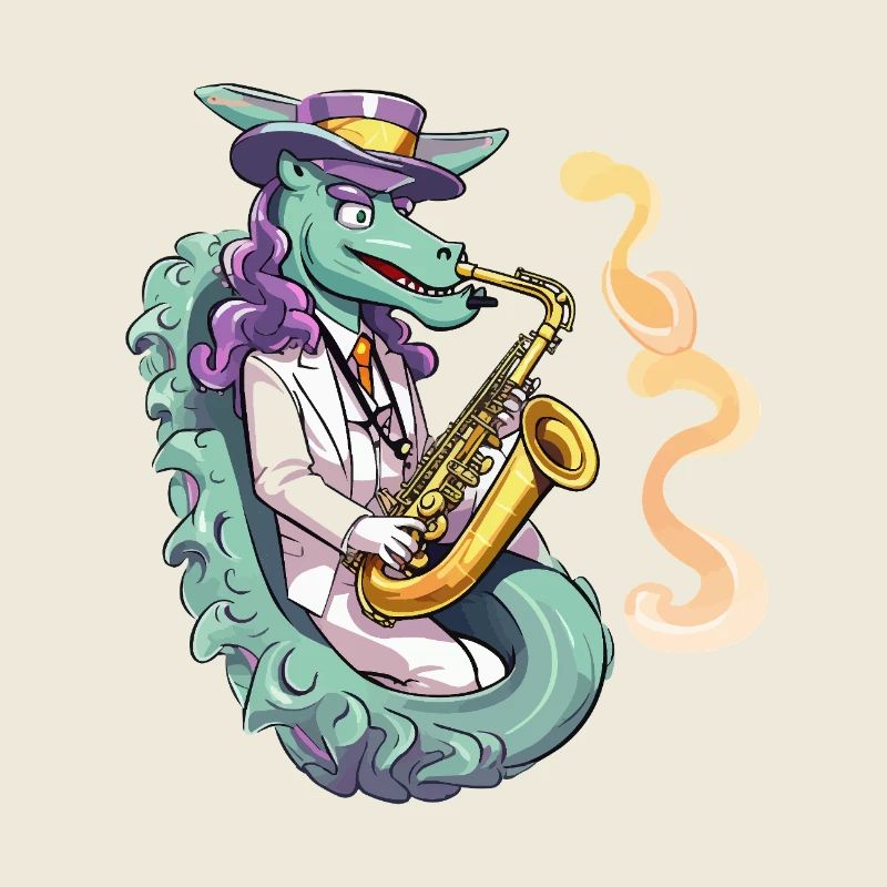 Saxophoniste dragon en smoking