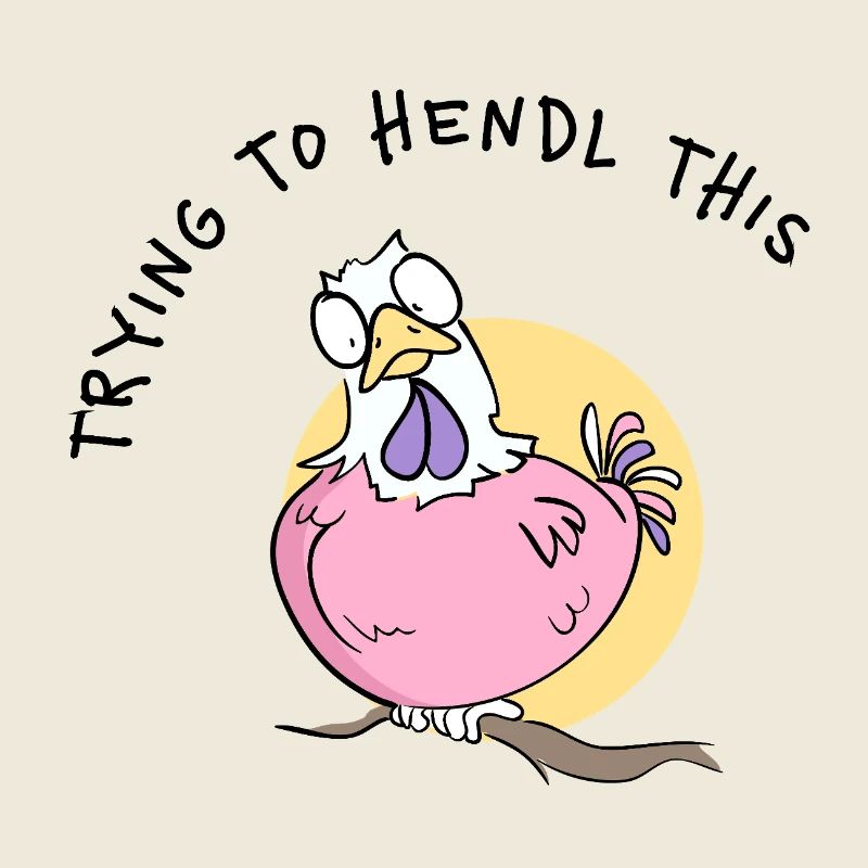 Pink Chicken Cartoon on Branch Dialect Chickens Saying