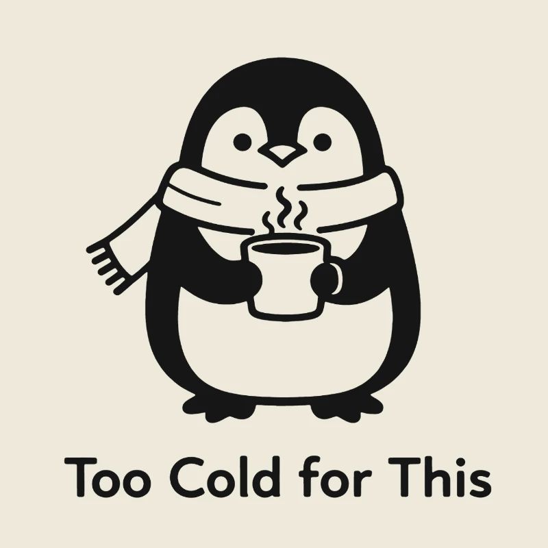 Zu kalt dafür - Pinguin mit Heißgetränk