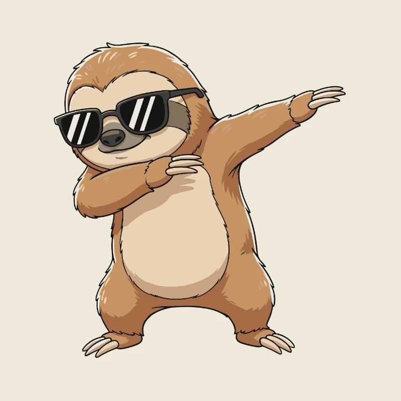 Cool Dabbing Sloth Sonnenbrillen-Cartoon-Kunst